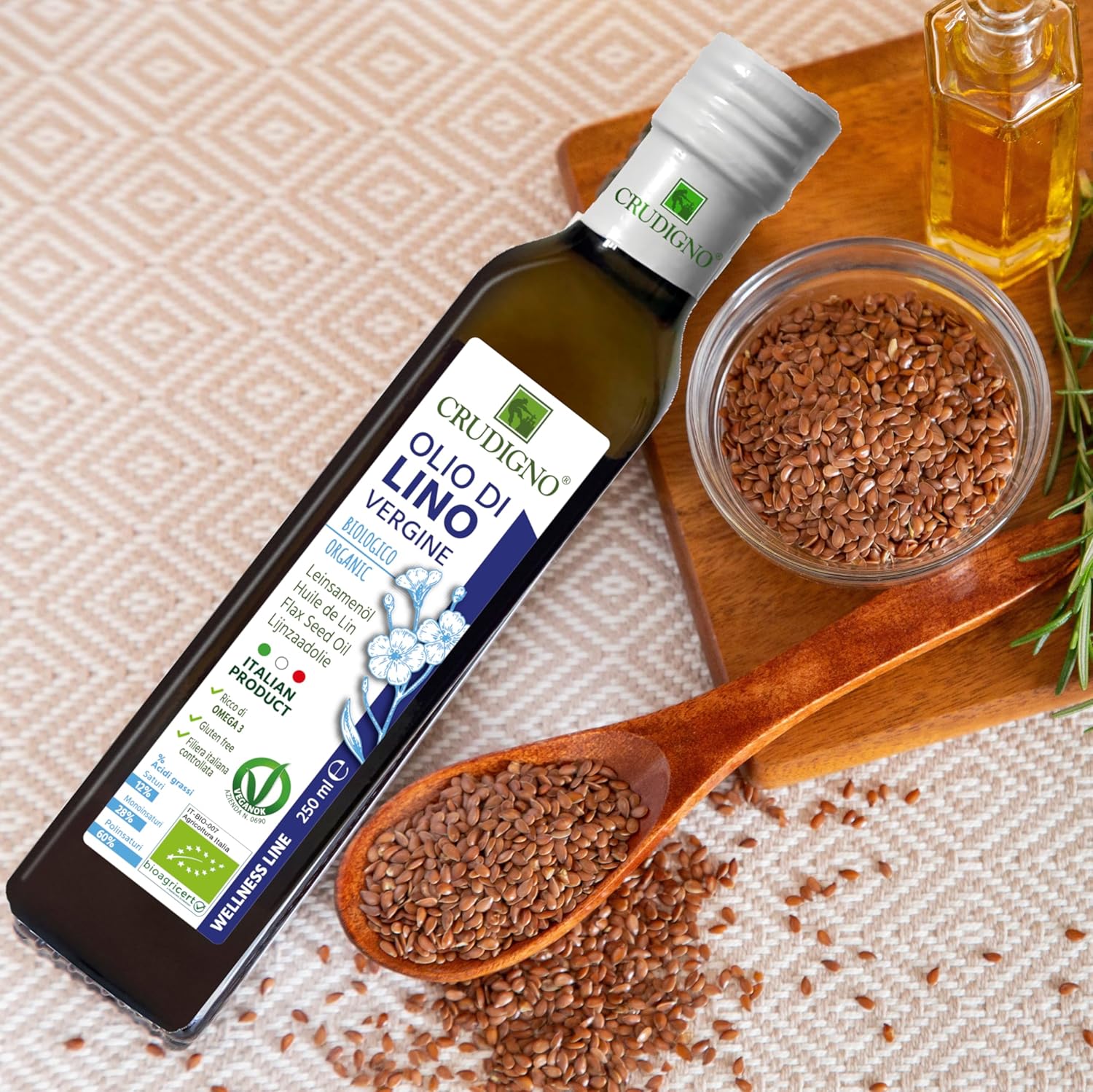 Olio di Lino Biologico Crudigno 250 ml - immagine 2