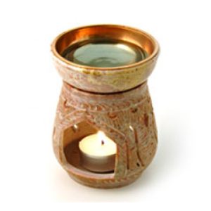 diffusore per essenze in pietra intarsiata a mano modello cilindrico floreale